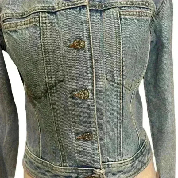 ABS by Allen Schwartz light washed with colorful stone jean jacket size small - Picture 13 of 15